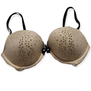 VICTORIA'S SECRET Pushup Rhinestone Embellished Bra 32DD